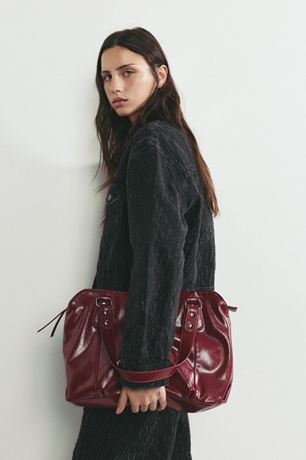 Süsleme detaylı shopper çanta - 6