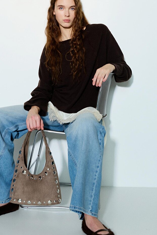 Zımba detaylı omuz çantası - 7