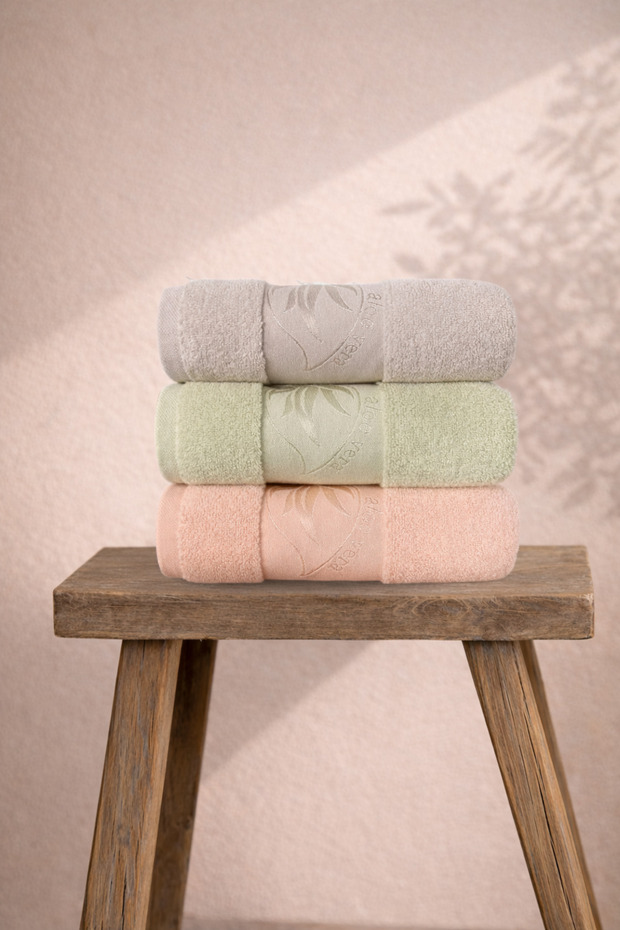 Aloe Vera Jacquard Border % Cotton 3-Piece Face Towel Dowry Set 50X90 cm