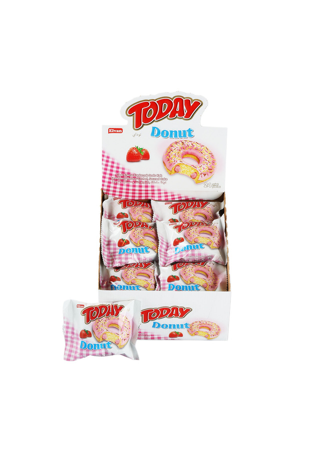 Elvan Today Donut Kek Çilekli 35 Gr. 24 Adet (1 Kutu)