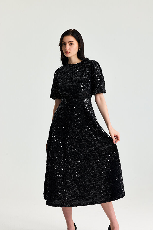 Midi Boy Pul Payet Elbise - 5