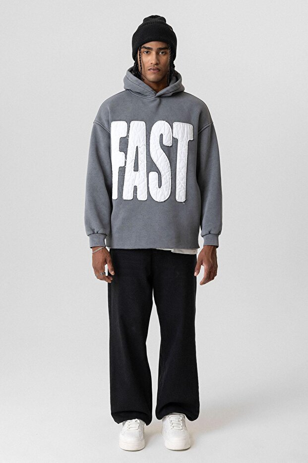 Washable Oversized Hooded sweatshirt smoked