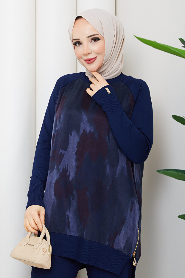 Women's Half Turtleneck Side Zipper Silk Cupra Mercerized Tunic