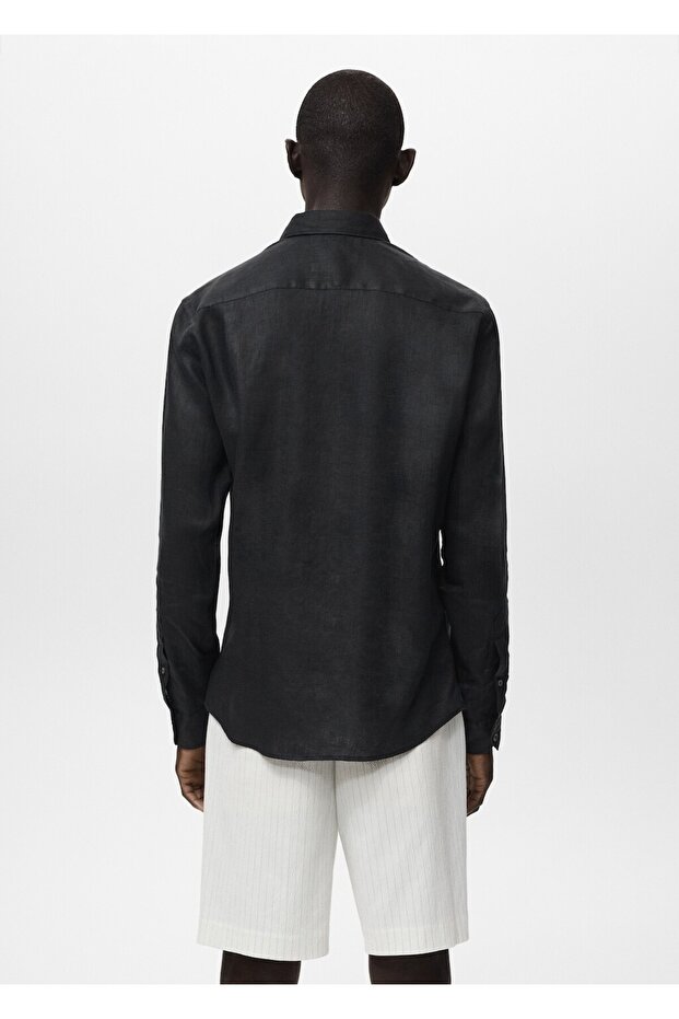 %100 keten regular fit gömlek - 4