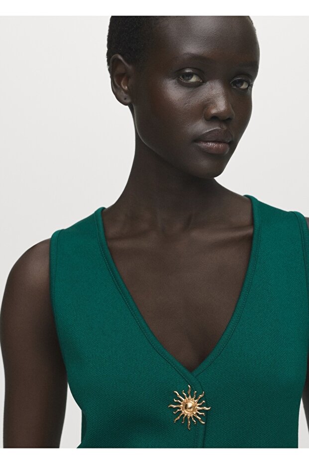 Mücevher düğmeli triko yelek - 6