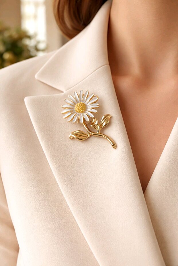 Beyaz Papatya Broş - 1