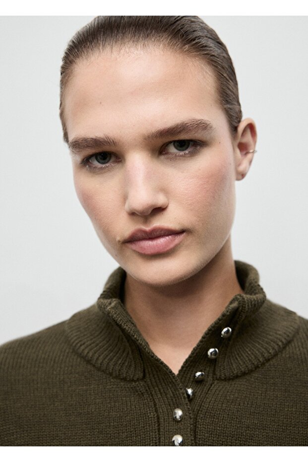 Perkins yaka düğmeli kazak - 6