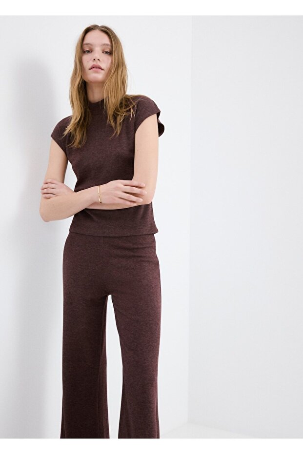 Beli lastikli triko pantolon - 6