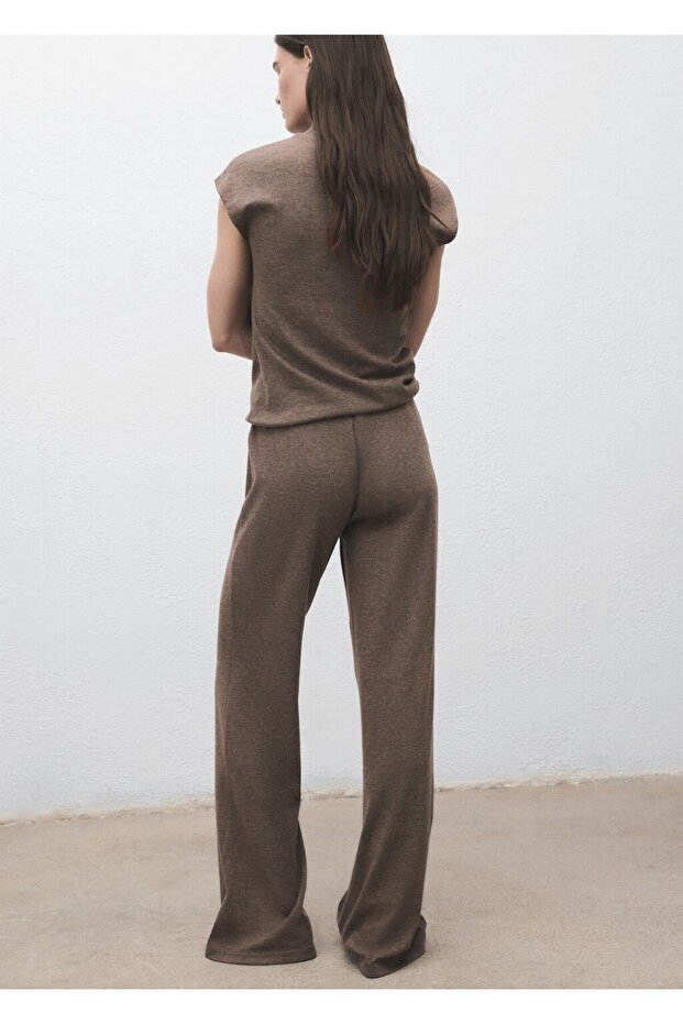 Beli lastikli triko pantolon - 4