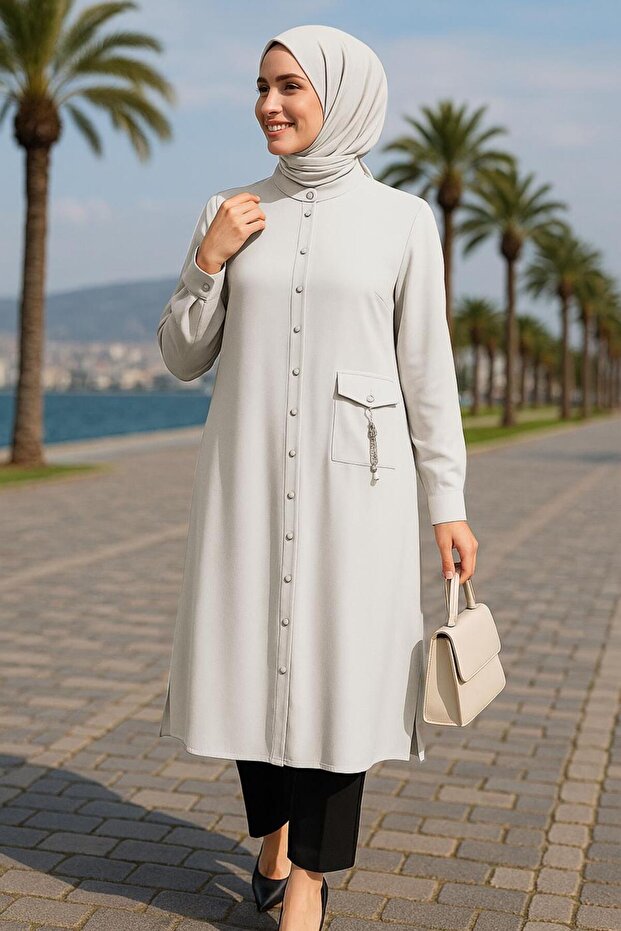 Plus Size Buttoned Tunic 44447 - 1