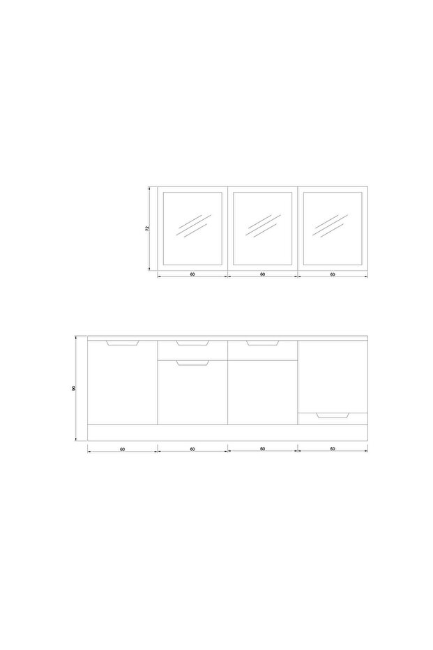 240 cm Cam Modüllü Mutfak Dolabı Ank. - 2