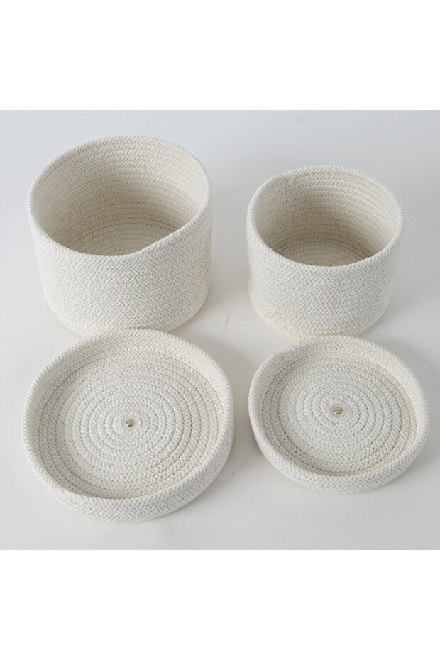 2li Kapaklı Örme Sepet - 3