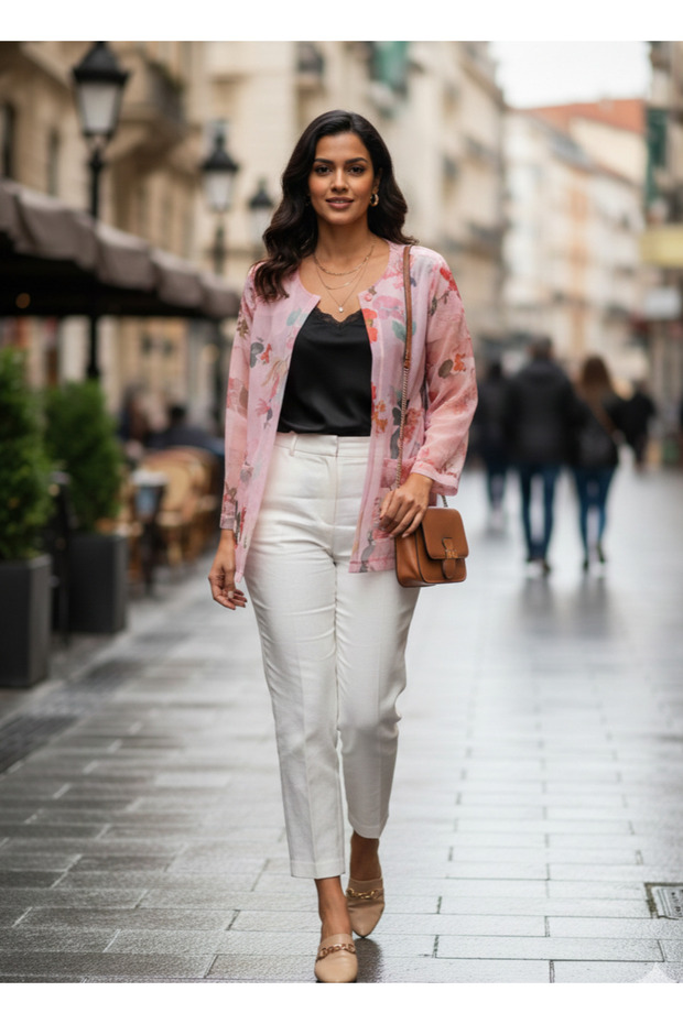 سترة شيفون للأم مقاس كبير - 1