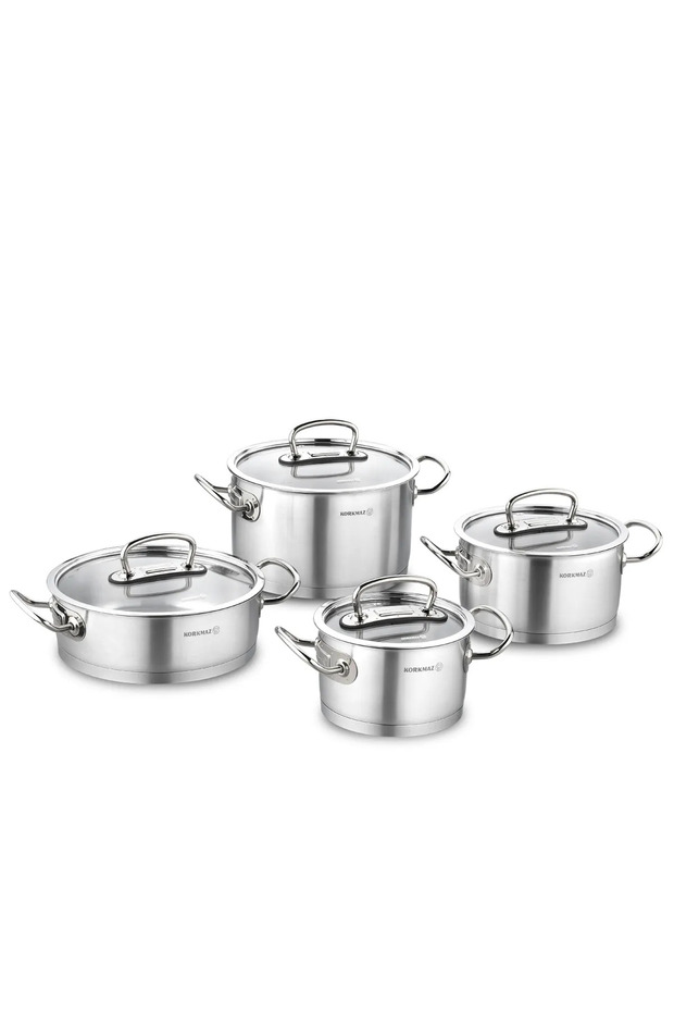 طقم قدور Proline من الستانلس ستيل (Inox)، مكون من 8 قطع - A1147