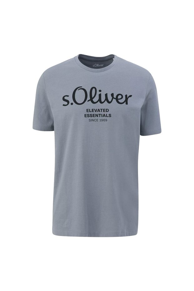 Herren T-Shirt - Basic, Logoprint, Rundhals, Baumwolle