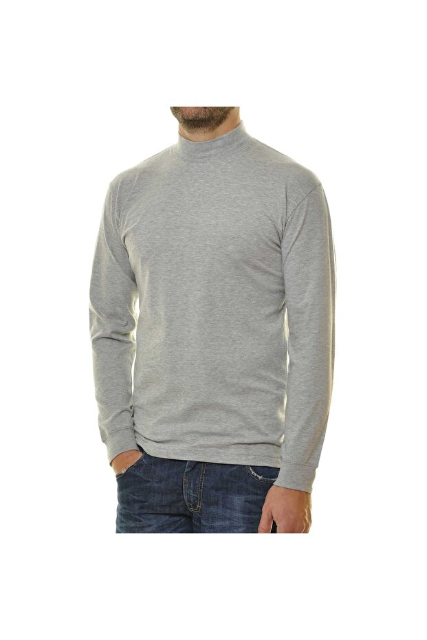 Herren Stehkragen-Pullover - Langarm Basic Stehkragen Regular, Single Jersey, einfarbig - 3