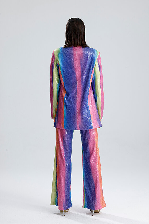 معطف مطرز بالترتر مع بطانة من الداخل |   CKT34264 قوس قزح - 5