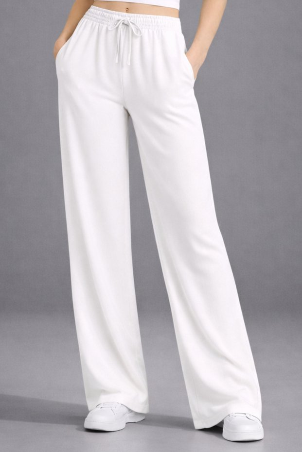 Women’s Linen Blend High-Waist Wide-Leg Pocketed Palazzo Pants