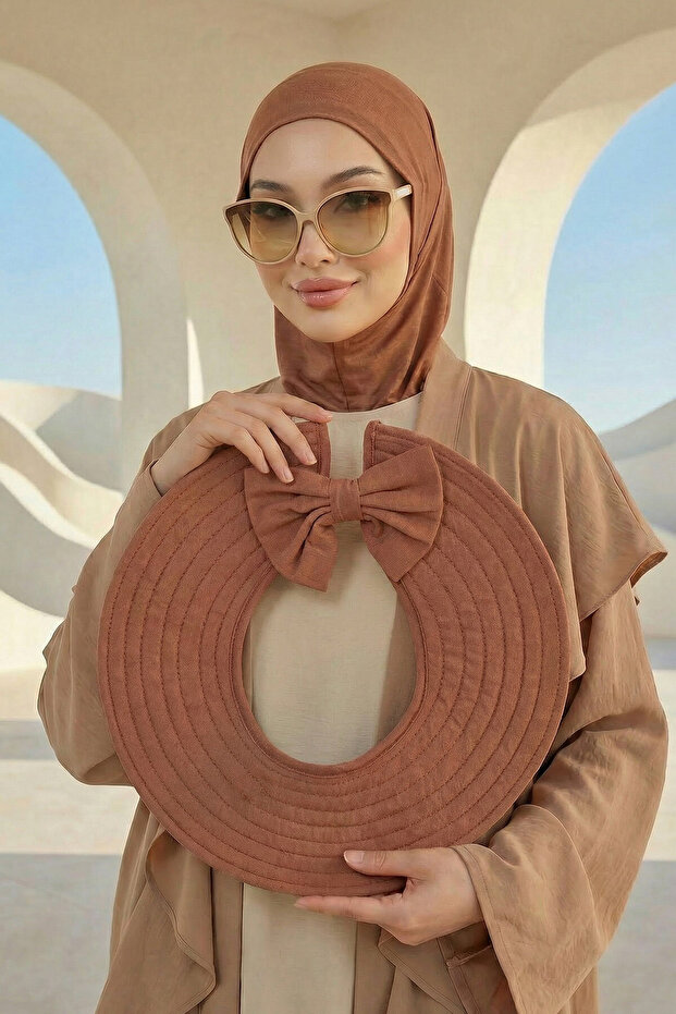 Ninja Bone Turban with Detachable Bow on the Back, S-5, Dark Brown