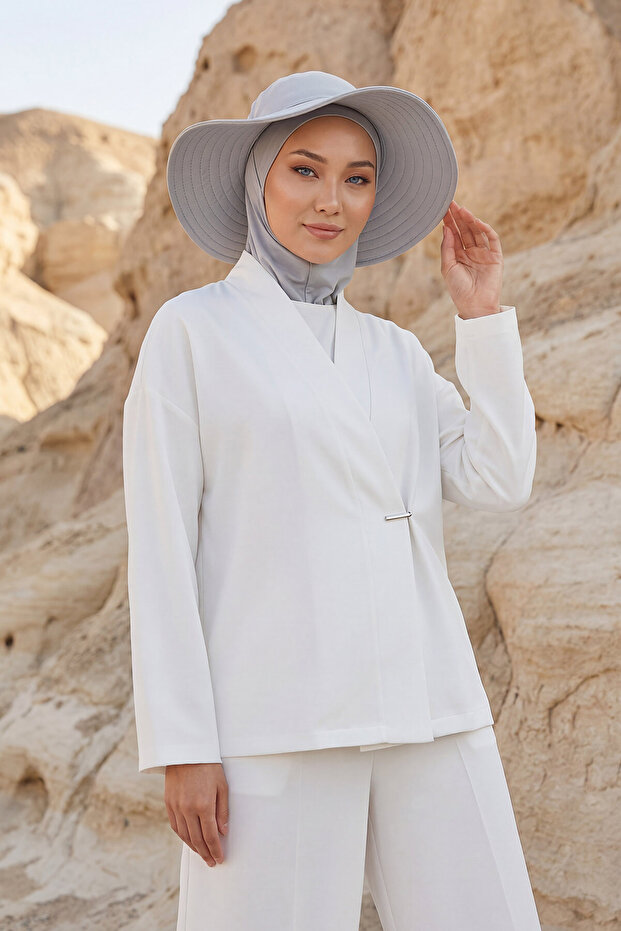Ninja Bone Turban with Detachable Bow on the Back, S-5, Gray 2