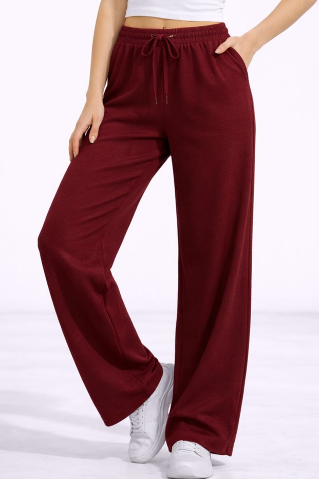 Women’s Linen Blend High-Waist Wide-Leg Pocketed Palazzo Pants
