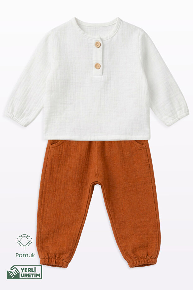Muslin Baby Set with Patches 100% Cotton 6-9-12-18 Months