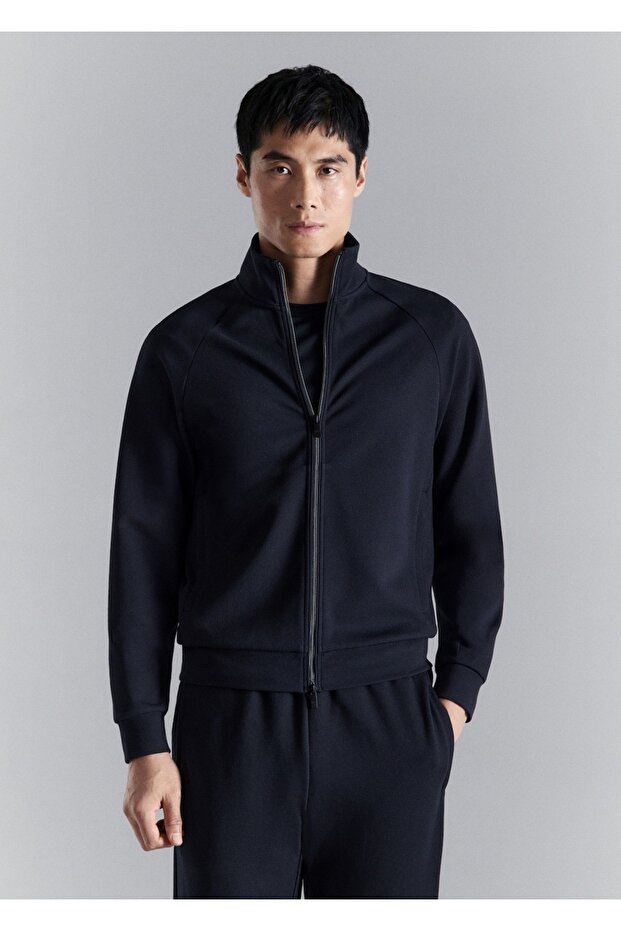 Regular-fit fermuarlı teknik sweatshirt - 1