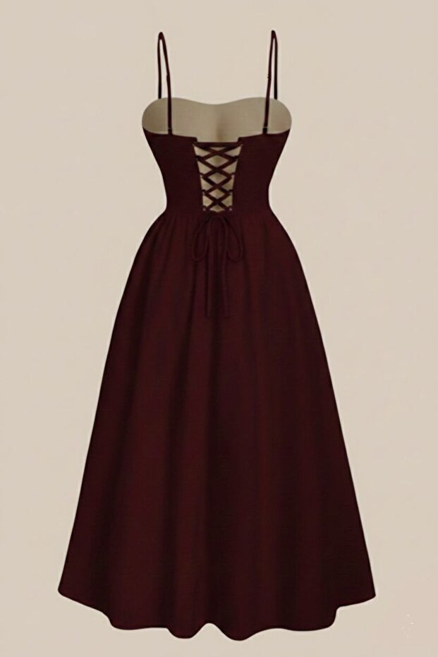 Midi boy drapeli elbise - 2