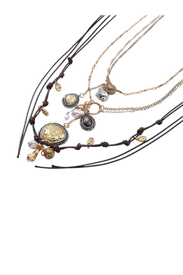 Multi Medallion Charm Necklace - 3