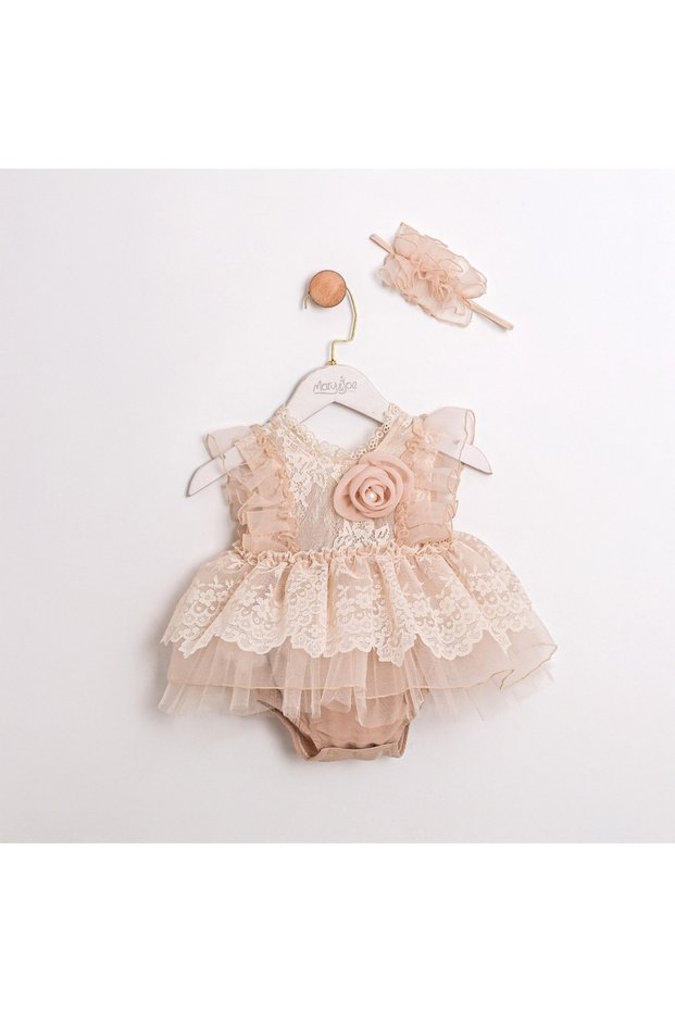 Bony Lace Baby Girl Romper with Hair Accessory