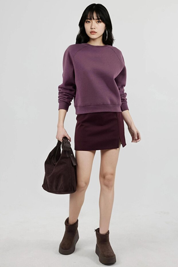 BUSEM Bisiklet Yaka Uzun Kollu Örme Sweatshirt - 4