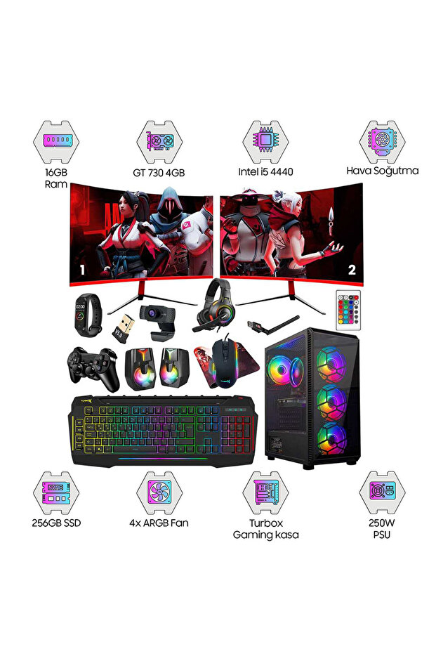 TURBOX Tx1939 i5 4440 16GB Ram 256GB SSD 4GB GT740 23.6 DUAL Monitör Oem Paket