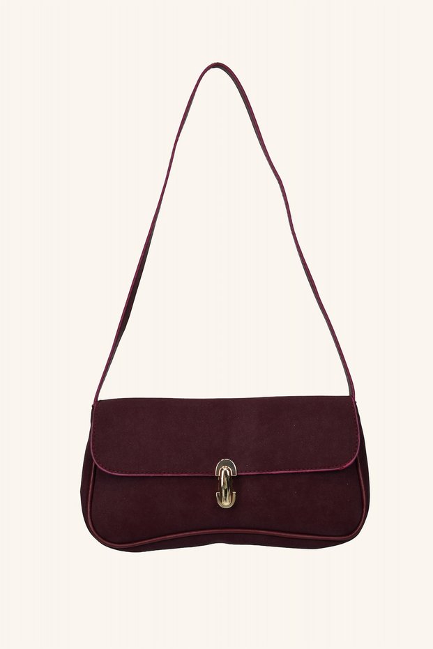 Mila Suede Mini Hand and Shoulder Bag - Burgundy