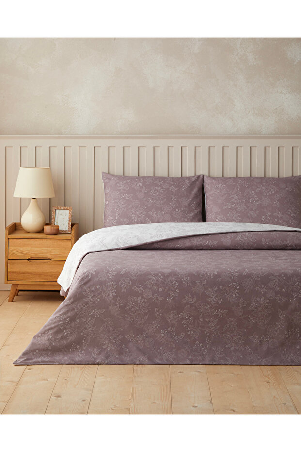 Lilitha Easy-Iron Double Bed Sheet Duvet Cover Set 200X220 cm Light Plum