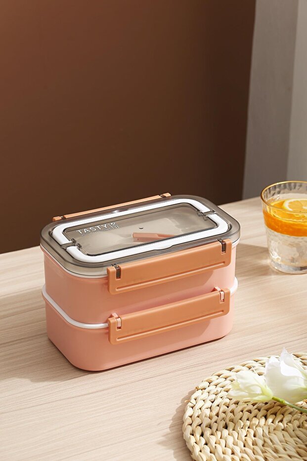 Bento Lunch Box For Office School New Generation Travel Pie Double Layer 3 Compartments Stainless Steel F494