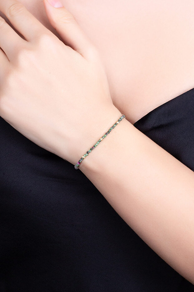 Turmalin Taşlı 14 Ayar Altın Bileklik - 2