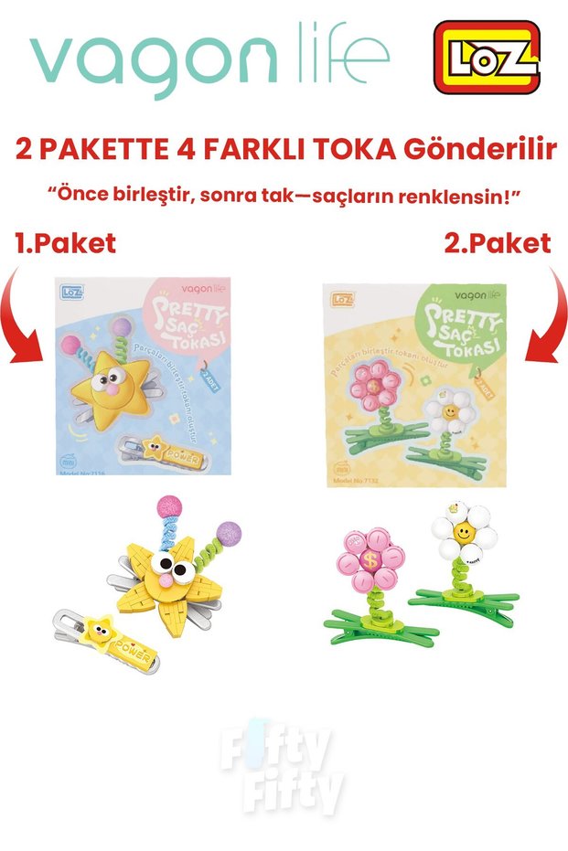4-Piece Hair Clip Set, Assemble First, Then Attach (2 Packs of 4 Pieces Will Be Sent) Building Block Clip Set Ff