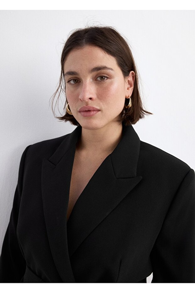 Fular detaylı blazer ceket - 8