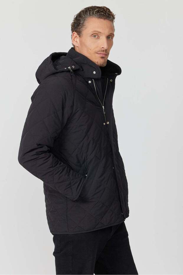 معطف رجالي مبطن بقلنسوة ومرسوم بنقوش - 4