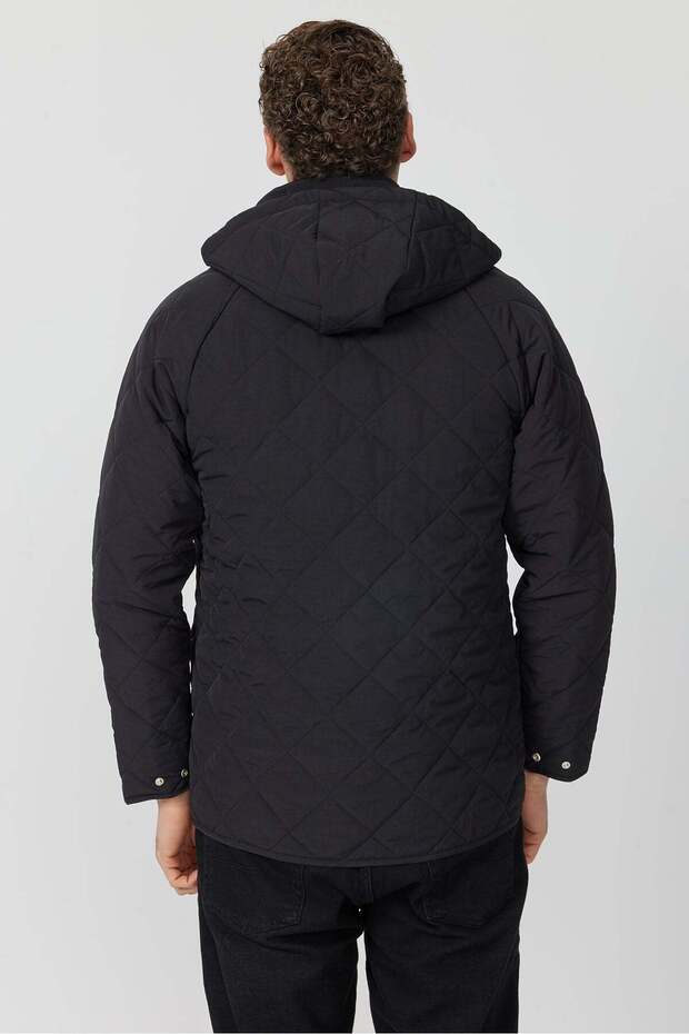 معطف رجالي مبطن بقلنسوة ومرسوم بنقوش - 5