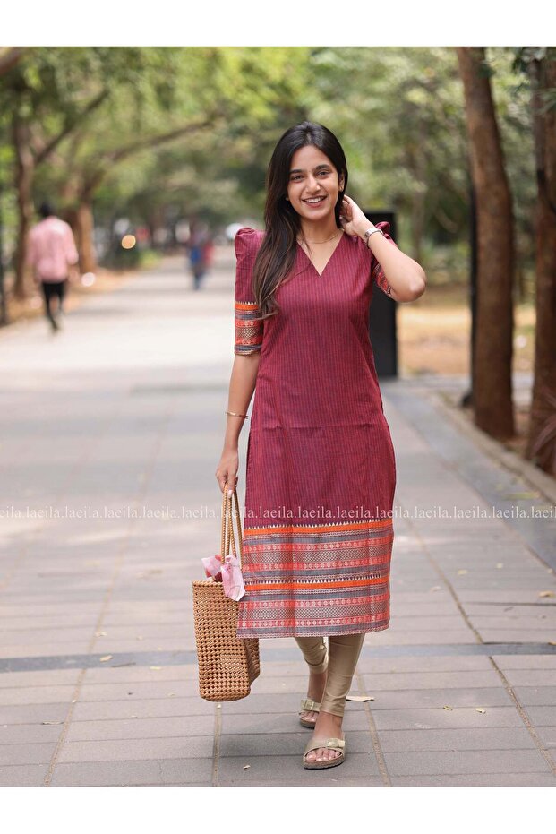 Maroon border Meenakshi - Pure kanchi cotton Top