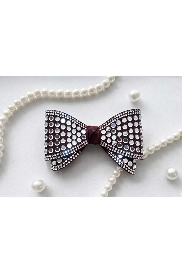 Stone Red Bow Clip