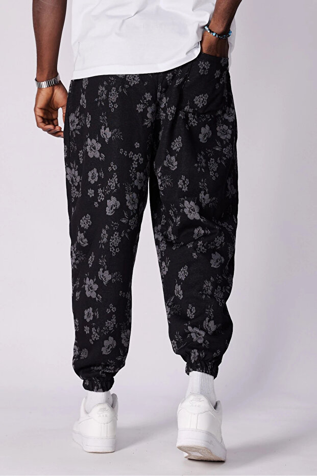 بنطلون نصف شالوار مطوي ومزين بنمط مع خصر مطاطي - 4