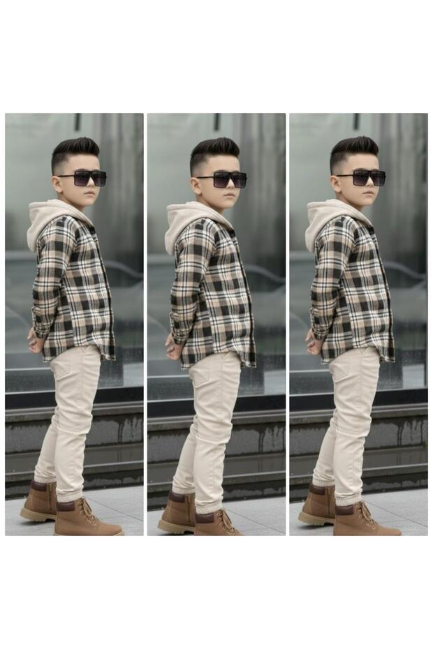 Boys' Clothing Woodcutter Shirt Gabardine Pants Lower and Upper Set