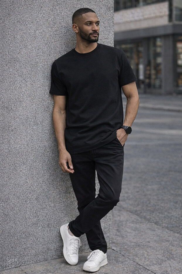 Düz Basic Kısa Kollu T-Shirtt - 1