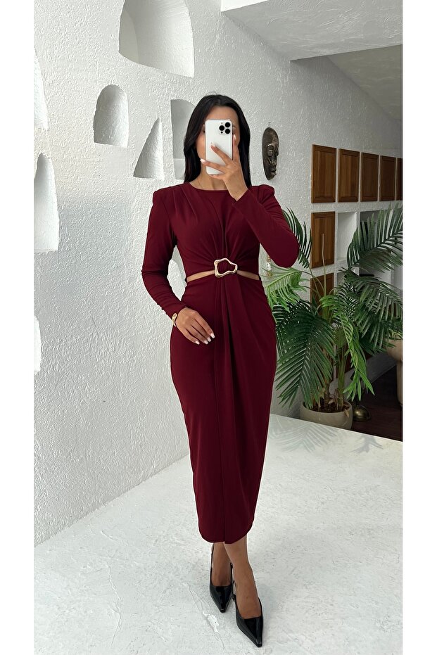 Dress with Open Sides and Gold Buckle Detail