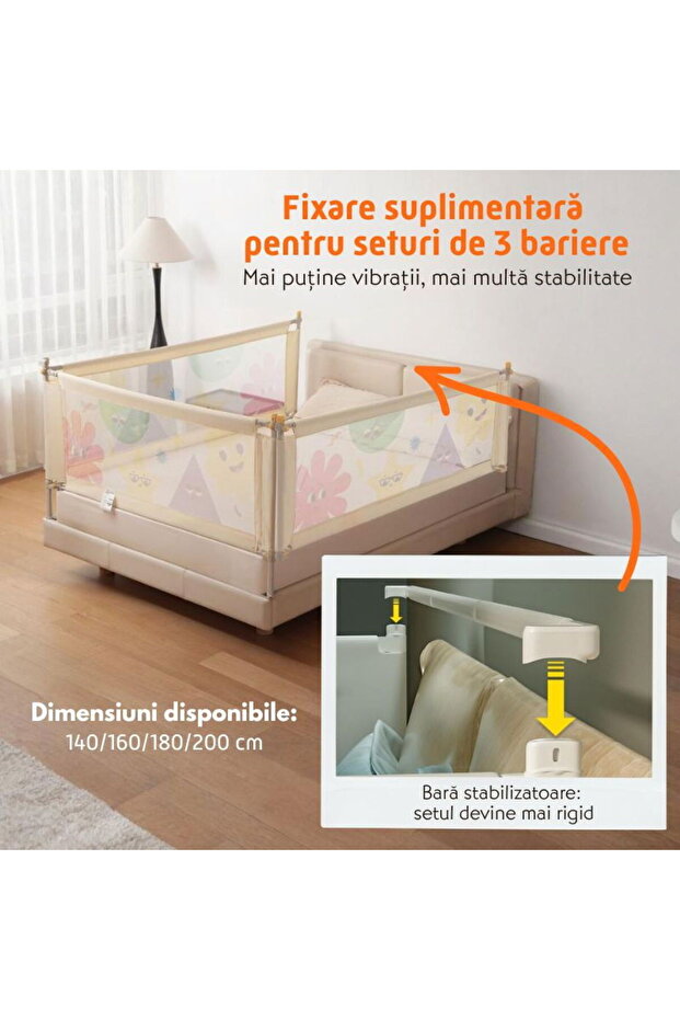 Stabilizer bar for Basic Empria bed protector set, metal stabilizer, 200 cm - 3