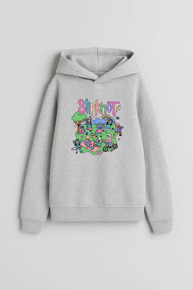 Slipknot Music Band Printed Gray Hooded Sweatshirt Hoodie