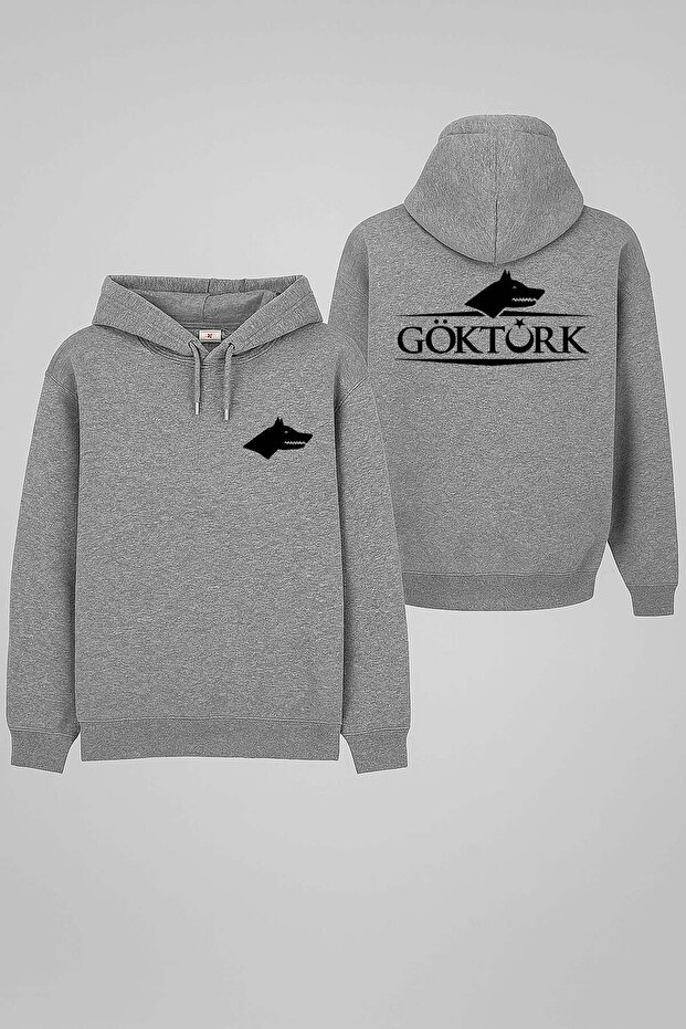 Turkish Bozkurt Wolf Printed Gray Hooded Sweatshirt Hoodie