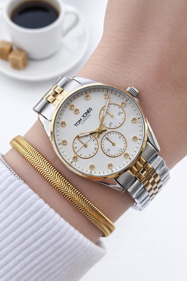 Steel Cord 2 Years Warranty 3 Atm Water Resistant Women Wrist Watch+Bracelet Btj.1384.4